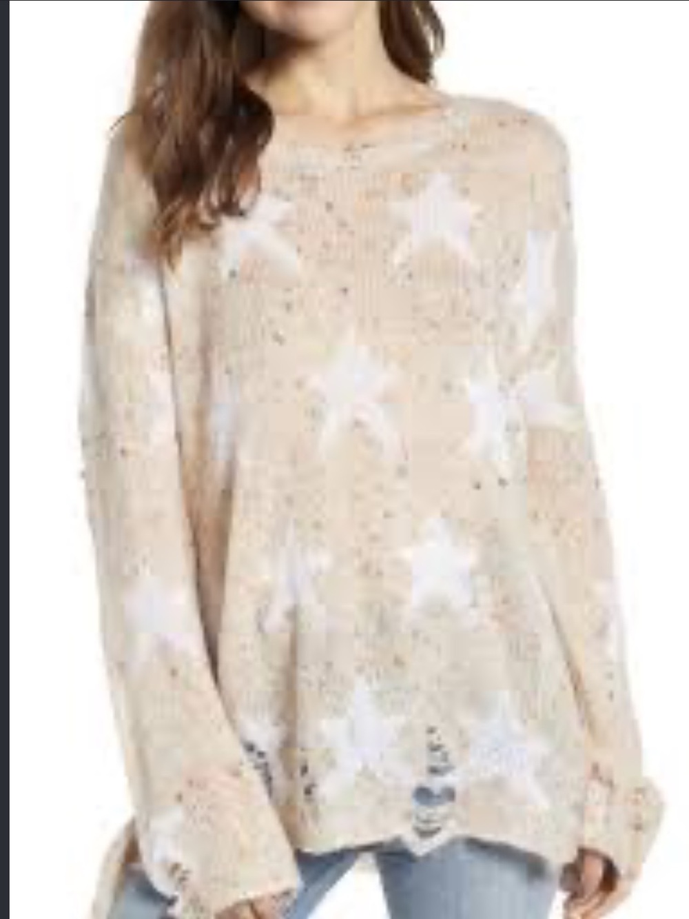 Wildfox Beige Star Motif Scoop-Neck Sweater